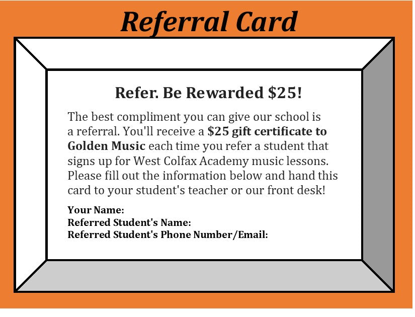 FREE $25 Gift Card with Our Student Referral Program